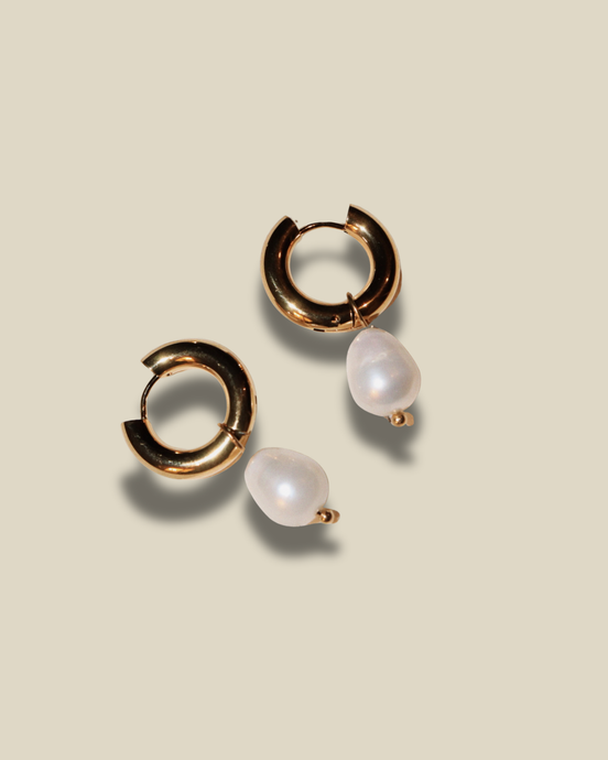 Pearl charm hoops